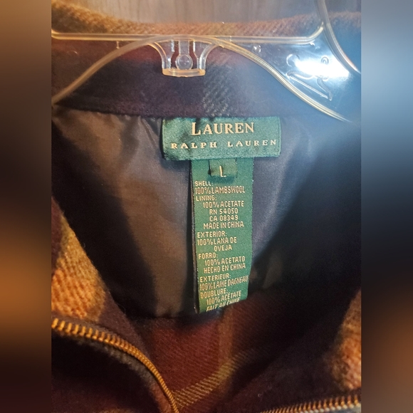 Ralph Lauren wool zipper front shirt jacket size XL plaid flannel 100% lambswool - Picture 4 of 7